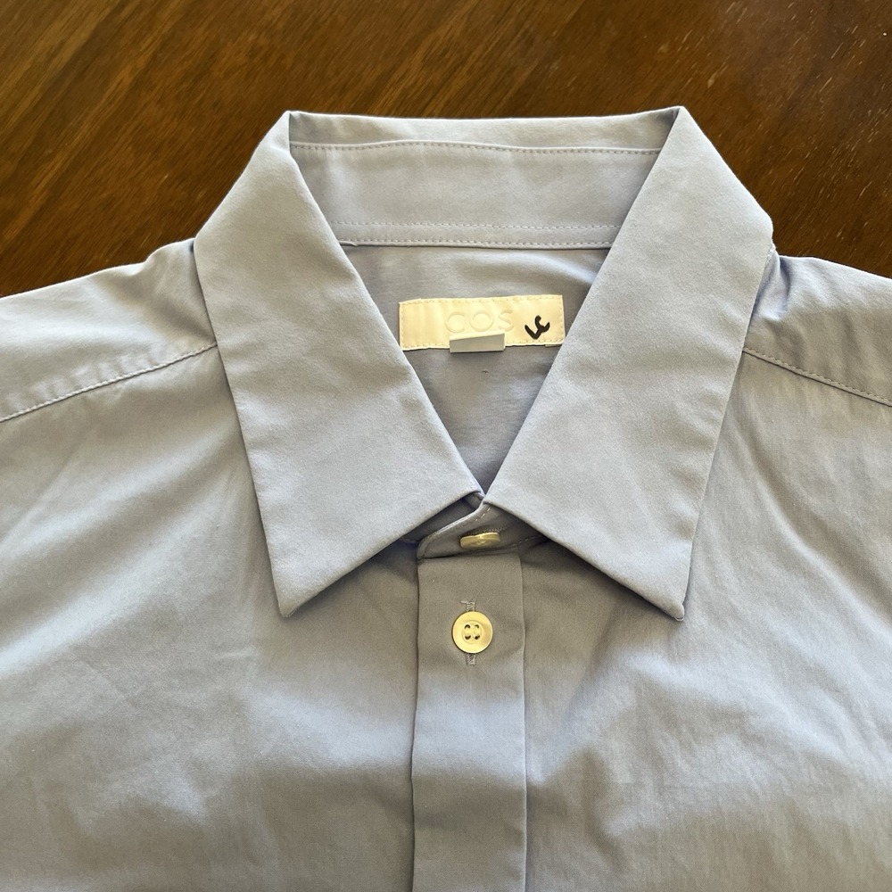 COS Relaxed Fit Blue Cotton Button-Up Long Sleeve Shirt Men's Size M Classic - Picture 5 of 13